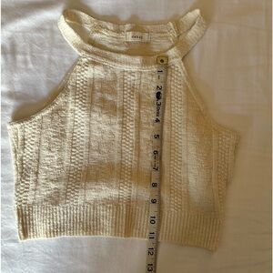 Small, Cotton, ivory, off white, cable knit, halter, crop top perfect condition